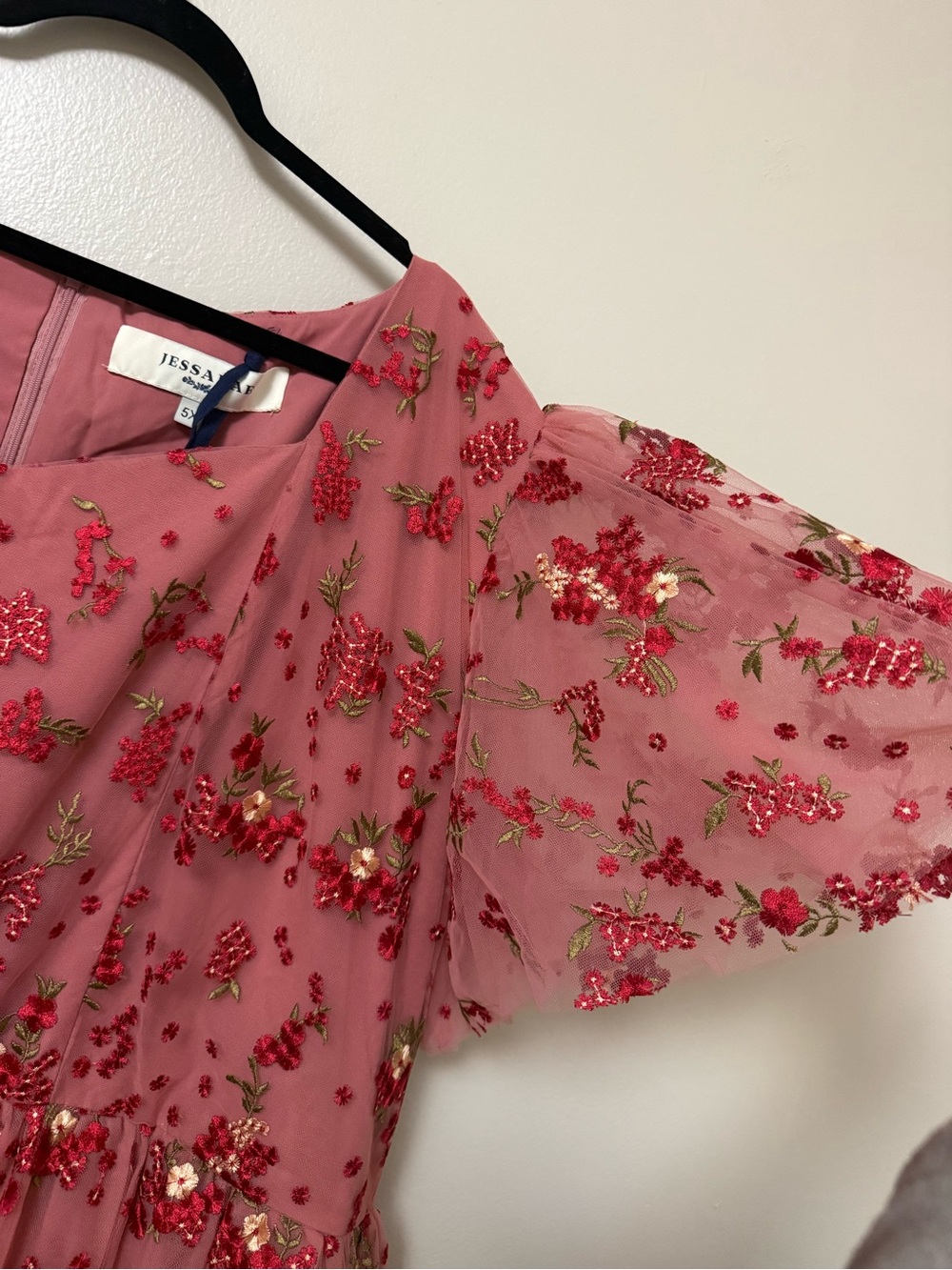 Jessakae Scarlet Floral Sequin Tulle Formal Dress - Picture 4 of 12